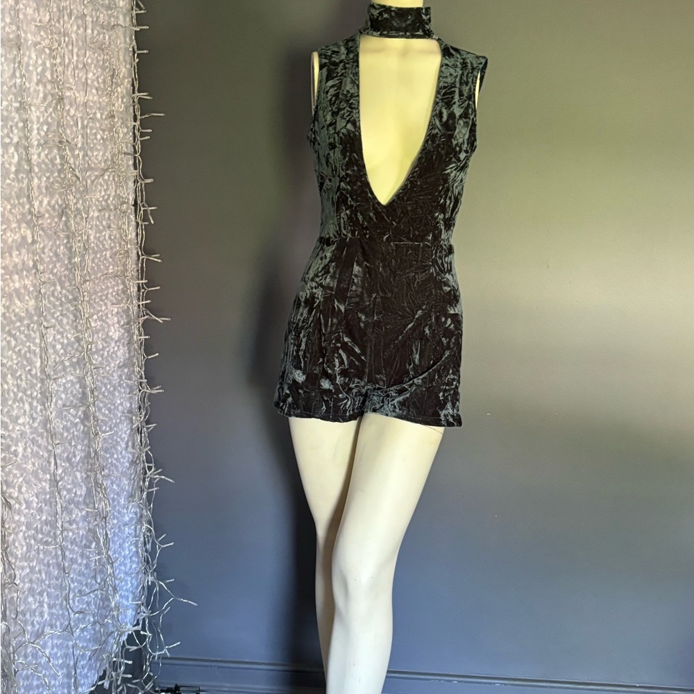 Velvet Plunge Neck Romper